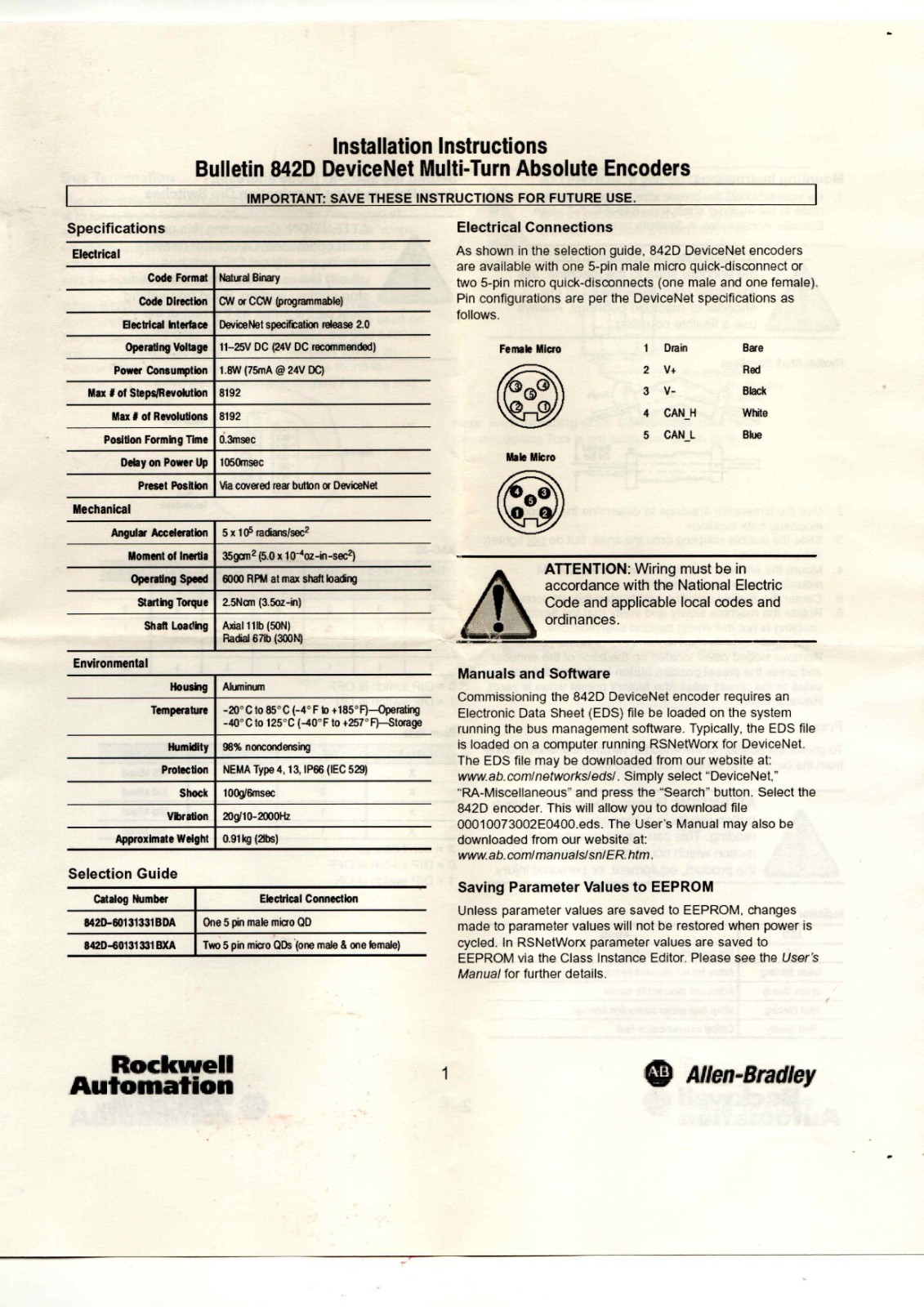 A-B 842D-60131331BXA Data Sheet