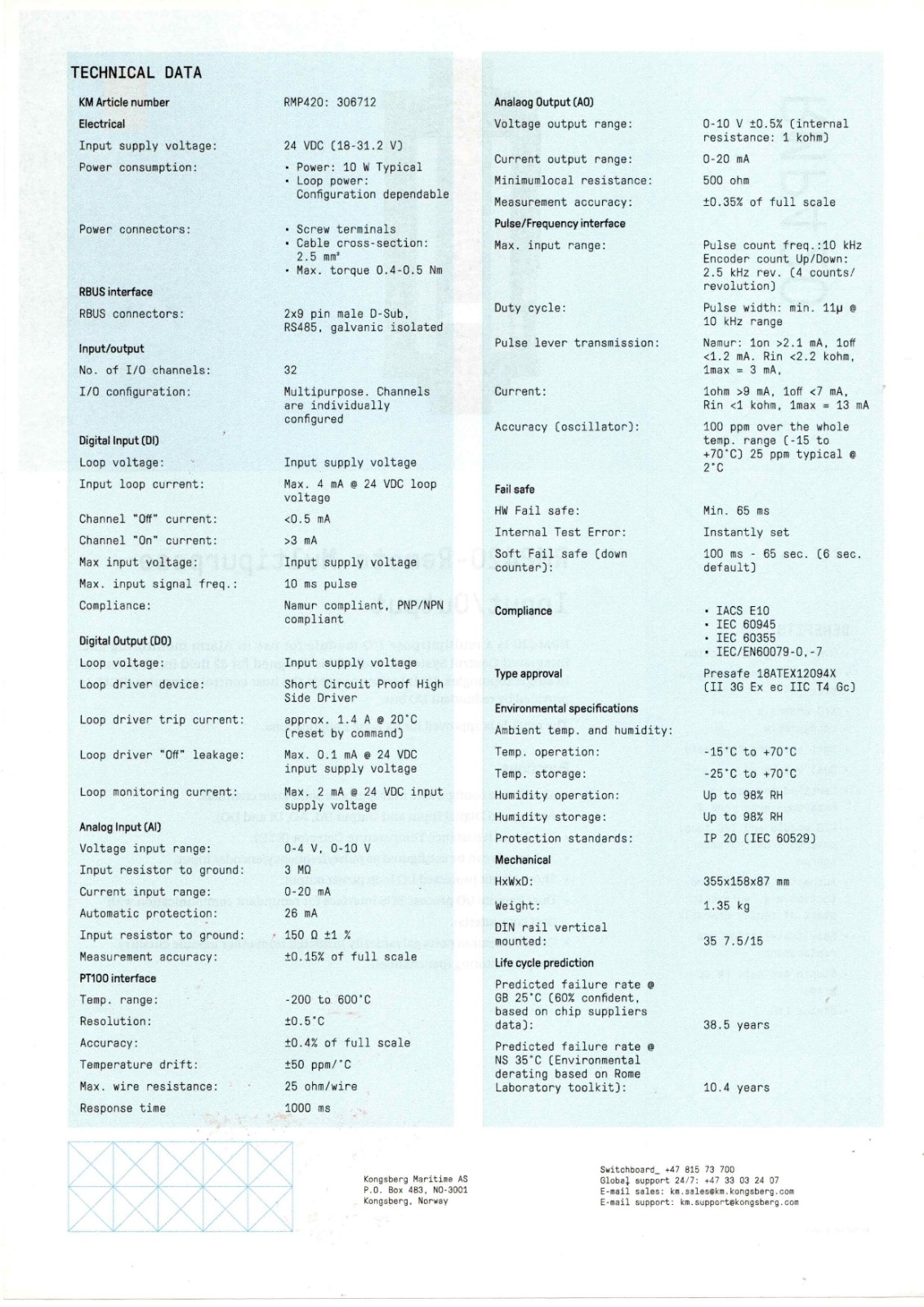 Kongsberg RMP420 Data Sheet