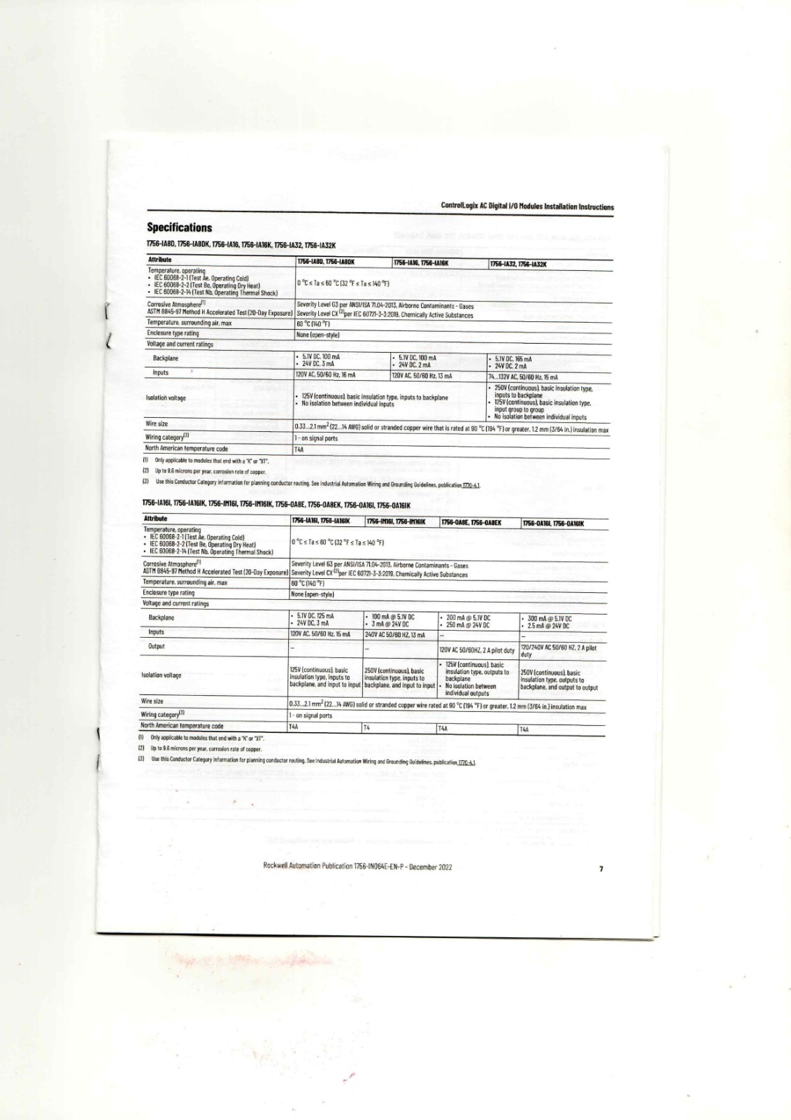 A-B 1756-IA8D, 1756-IA8DK, 1756-1A16, 1756-IA Datasheet