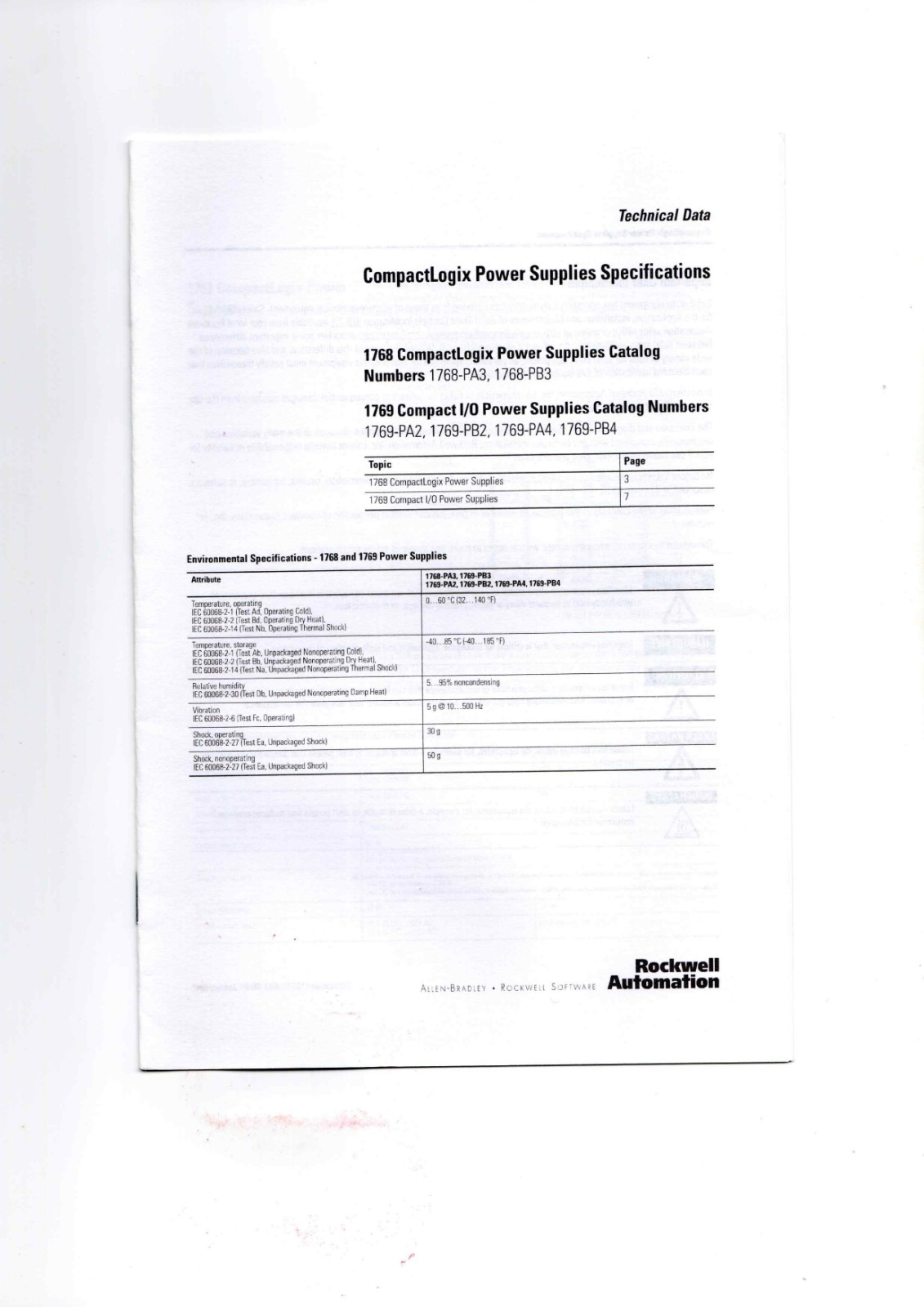 A-B 1768-PA3, 1768-PB3, 1769-PA2, 1769-PB2, 1769-PA4, 1769-PB4 Data Sheet