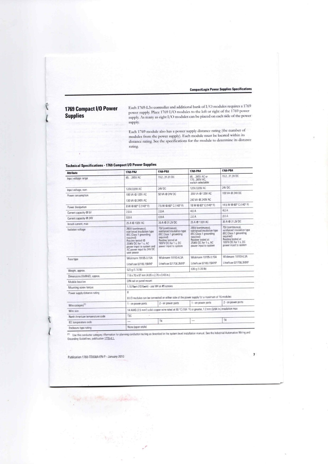 A-B 1768-PA3, 1768-PB3, 1769-PA2, 1769-PB2, 1769-PA4, 1769-PB4 Data Sheet