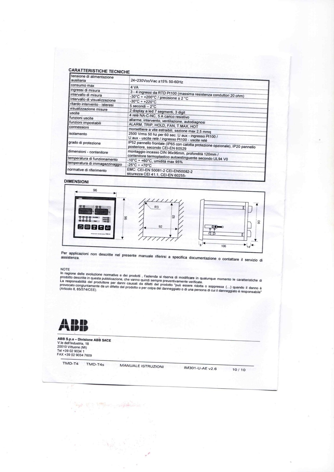 ABB TMD-T4 data sheet