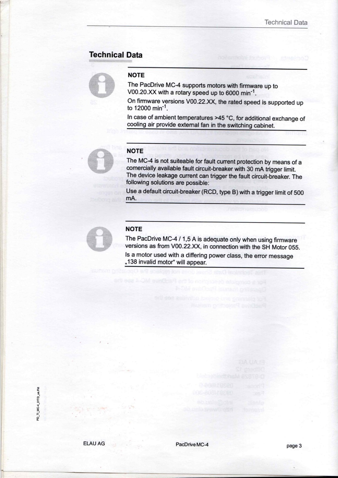 ELAU MC-4 Data Sheet