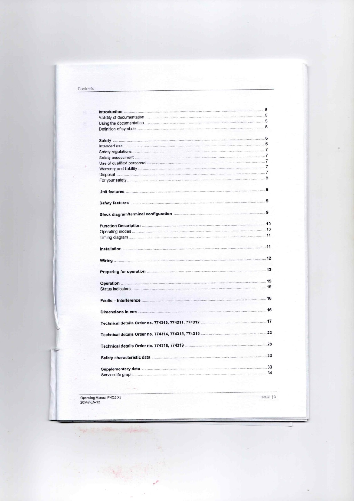 Pilz PNOZ X3 data sheet