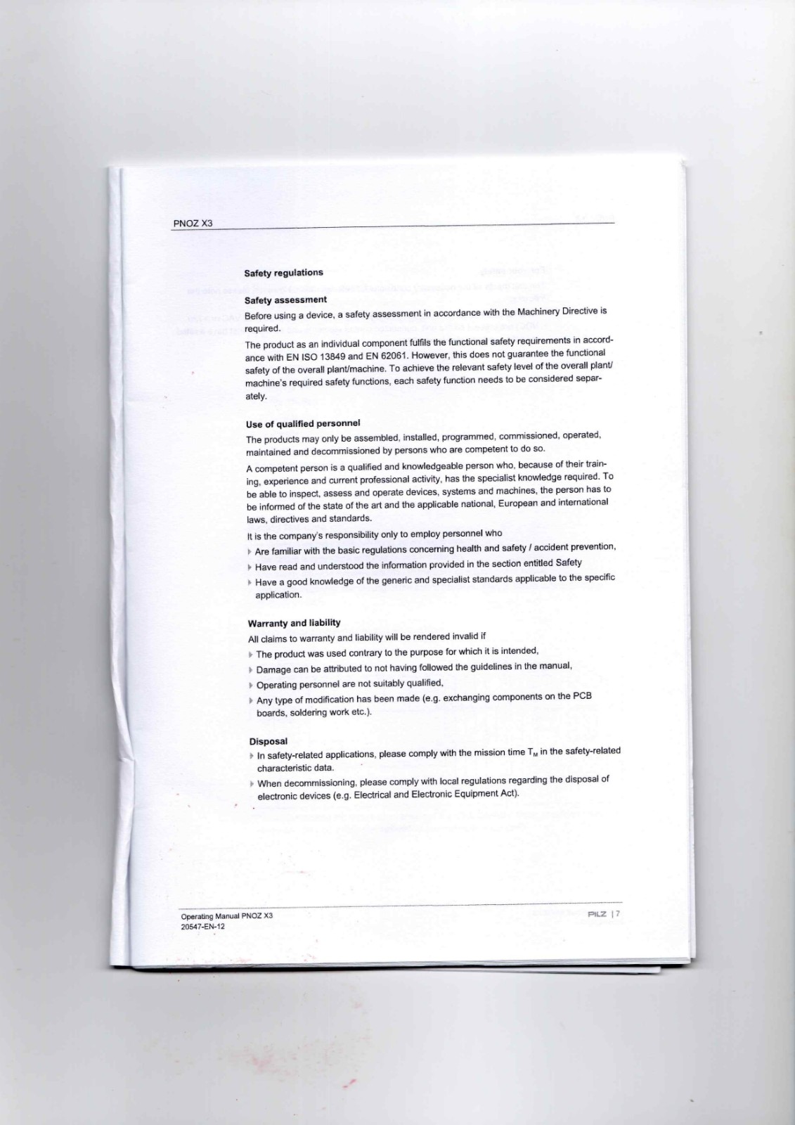 Pilz PNOZ X3 data sheet