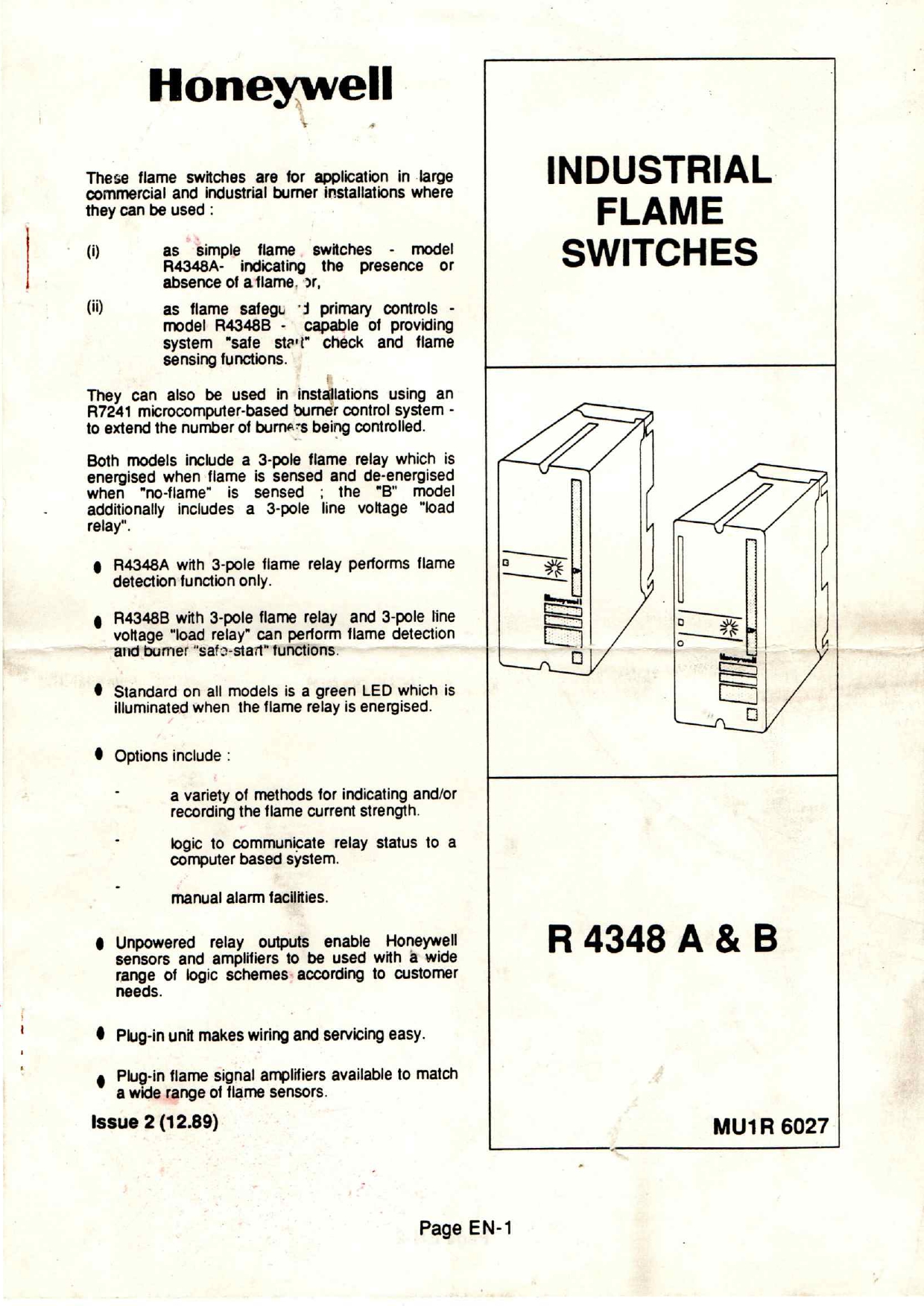 HONEYWELL R4348-A/1026 Instruction Manual