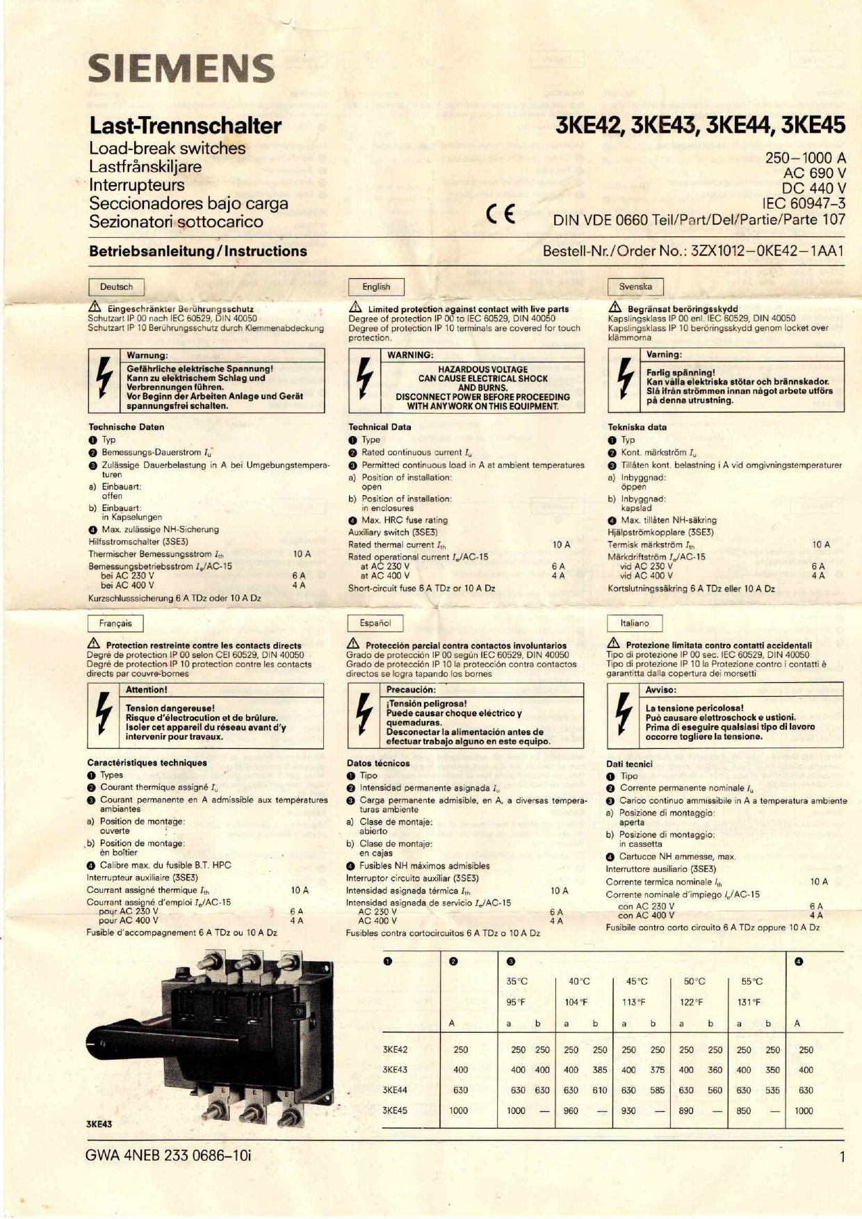 Siemens 3KE4430-0BA datasheet