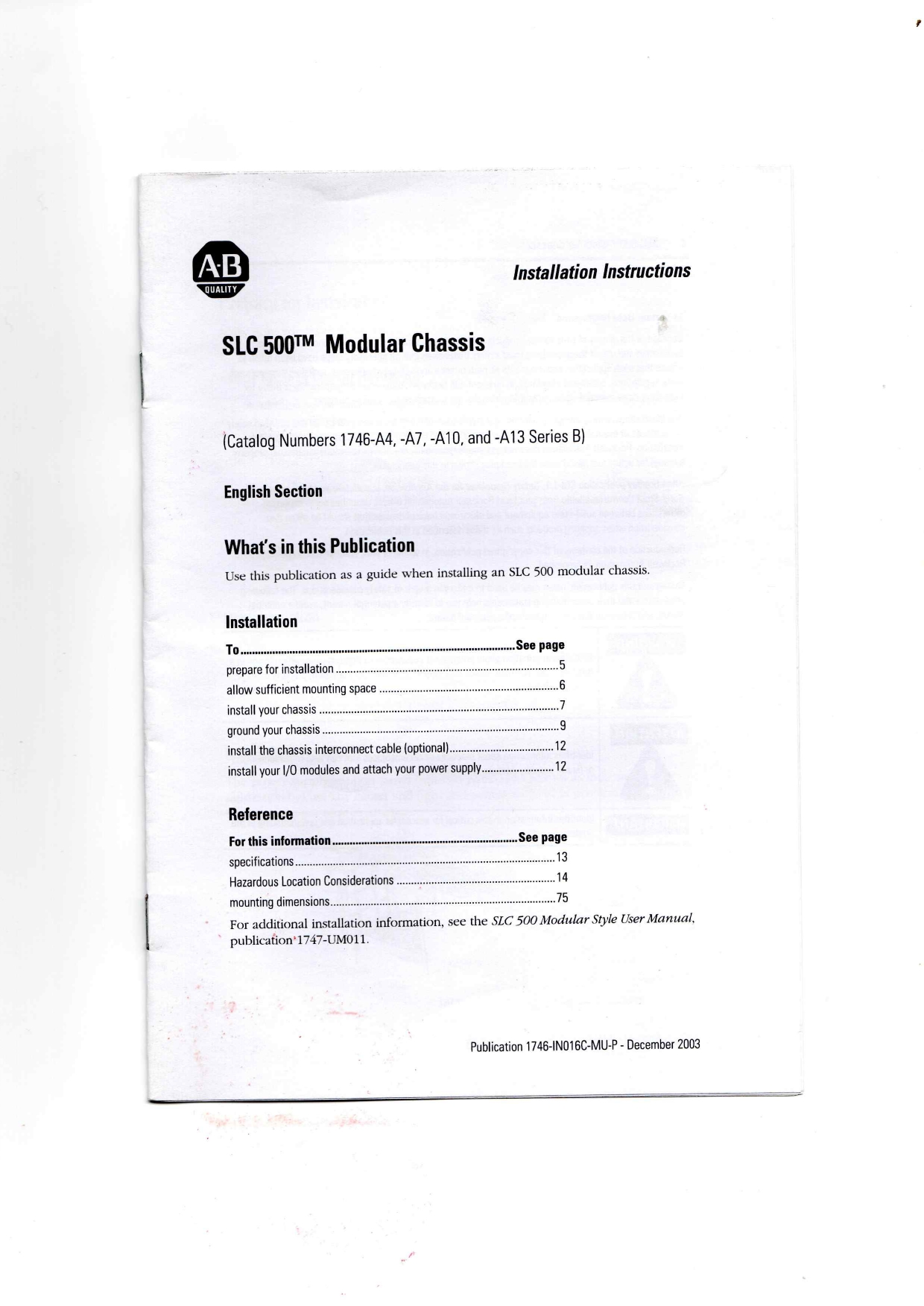 Allen-Bradley 1746 Series Instructions