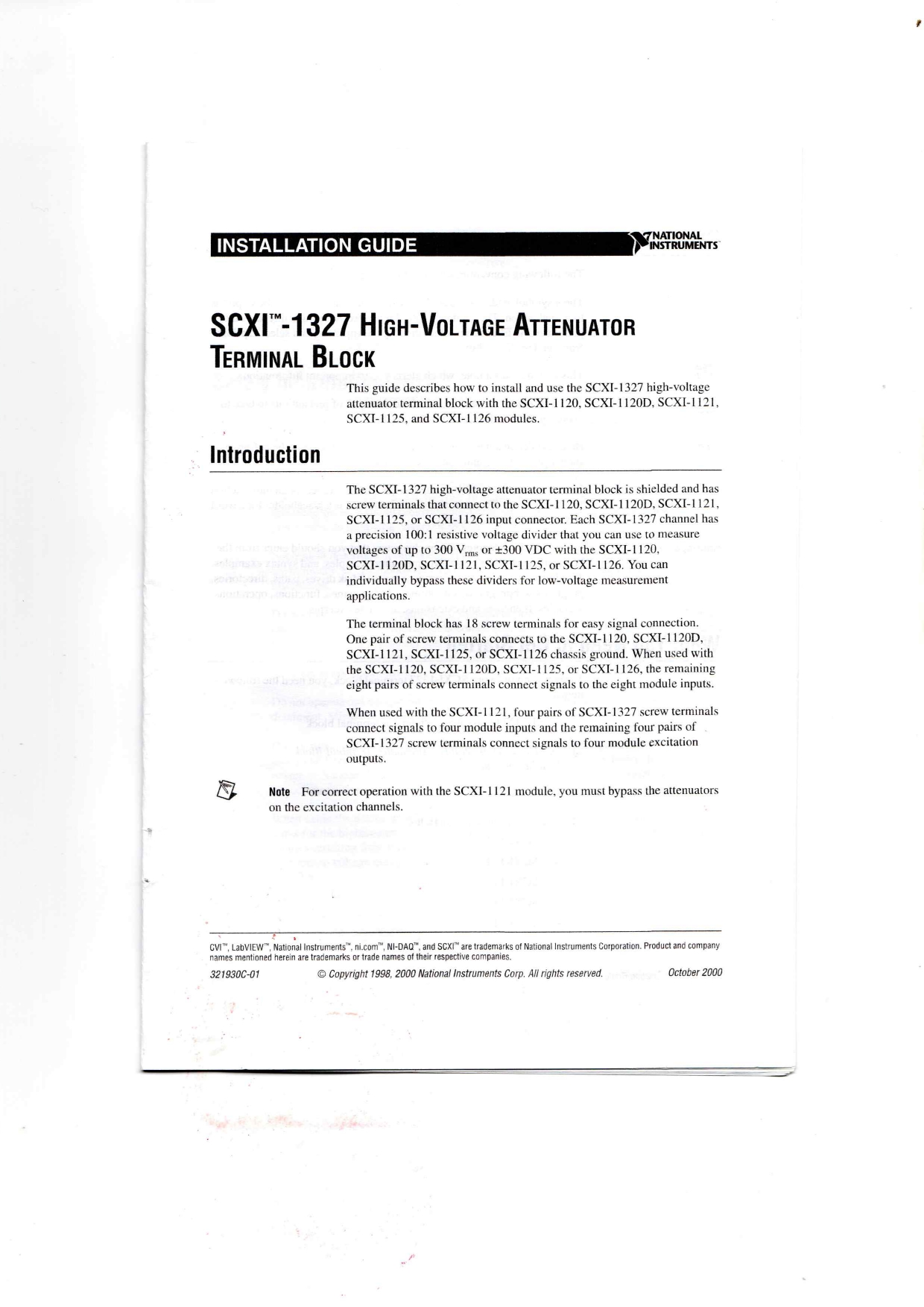 National Instruments SCXI-1327 Datasheet