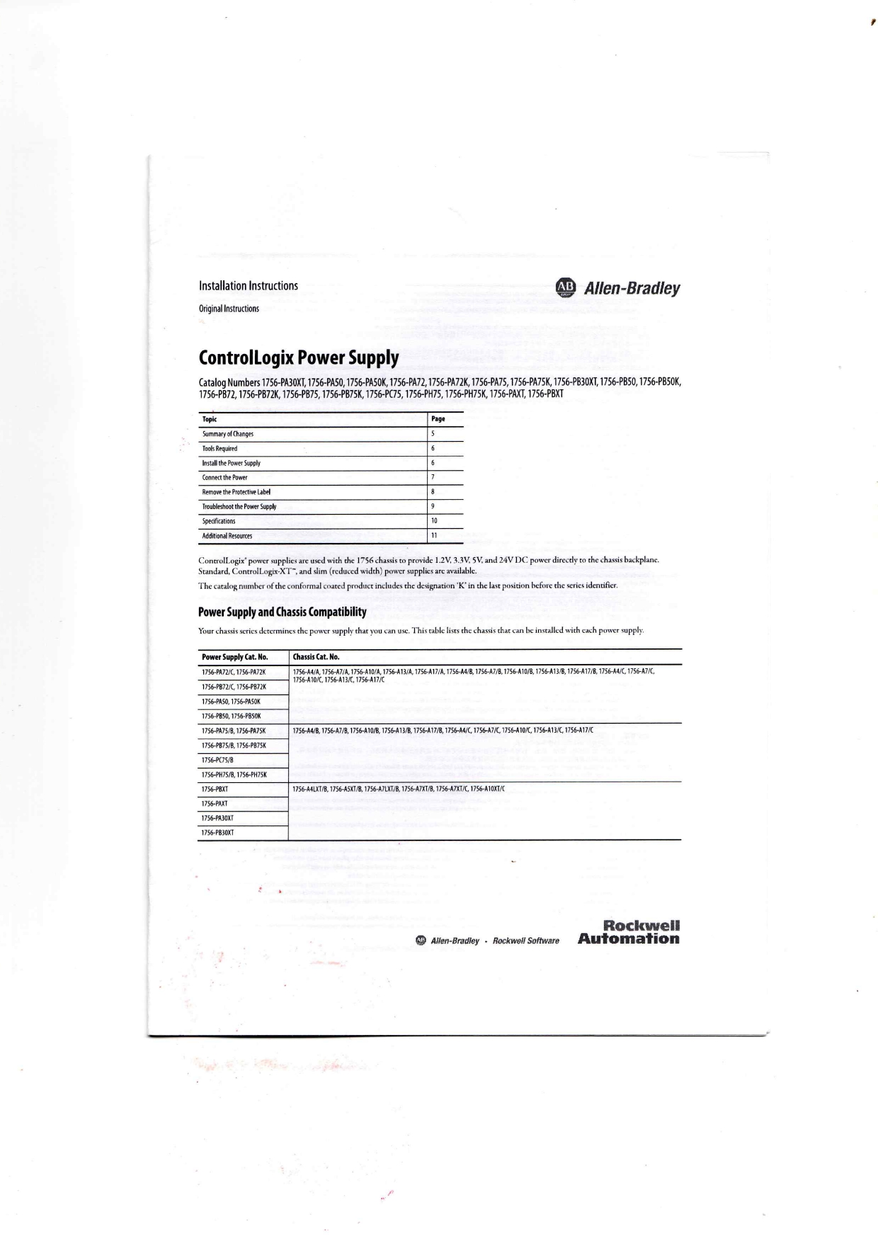 Allen-Bradley 1756 Series Data Sheet