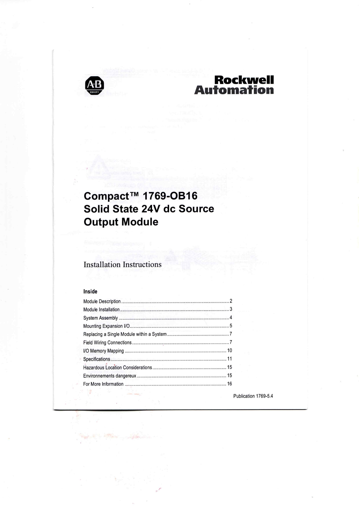 Allen-Bradley 1769-OB16 Data Sheet