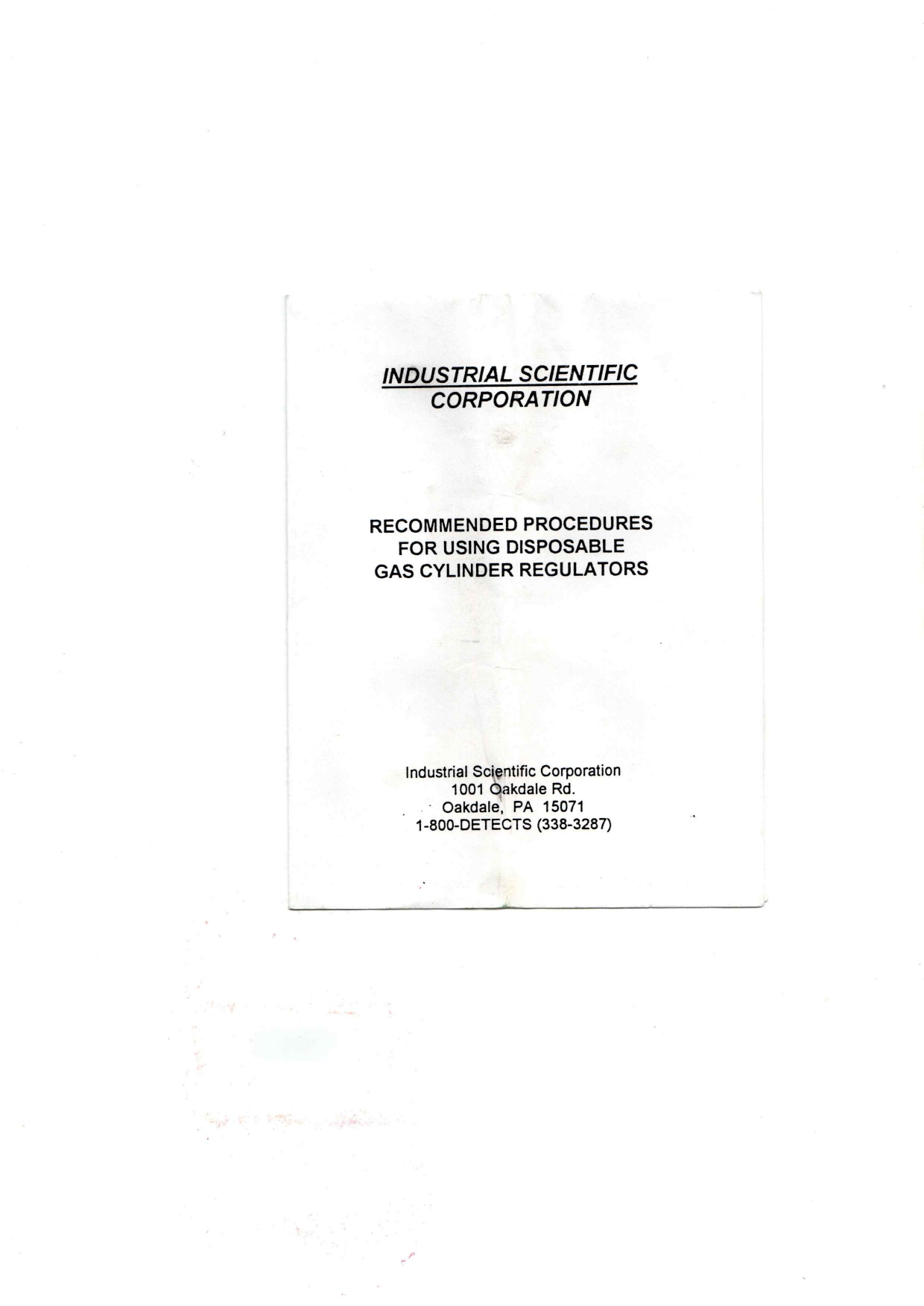 Industrial Scientific 1705-2160 Data Sheet