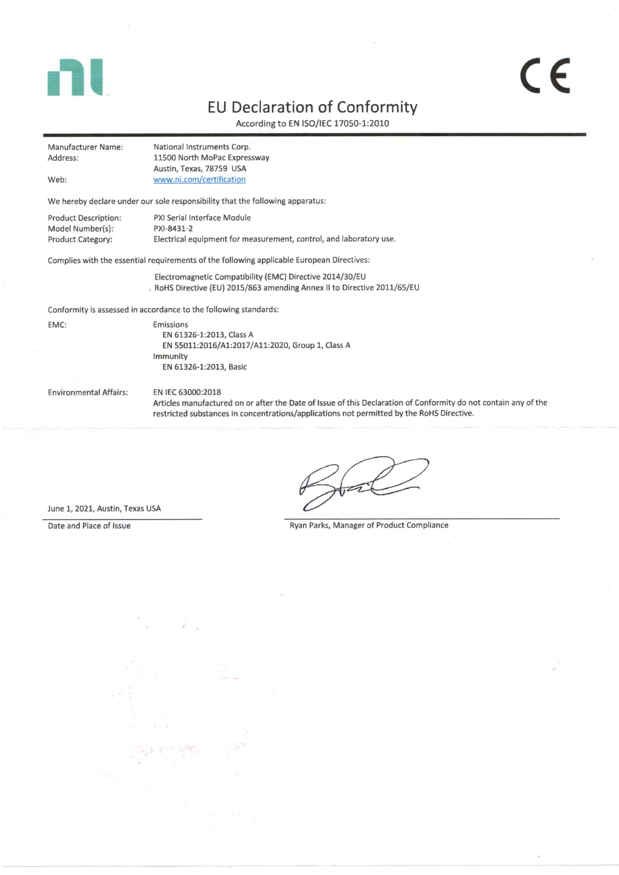 National Instruments NI PXI-8431-2 datasheet