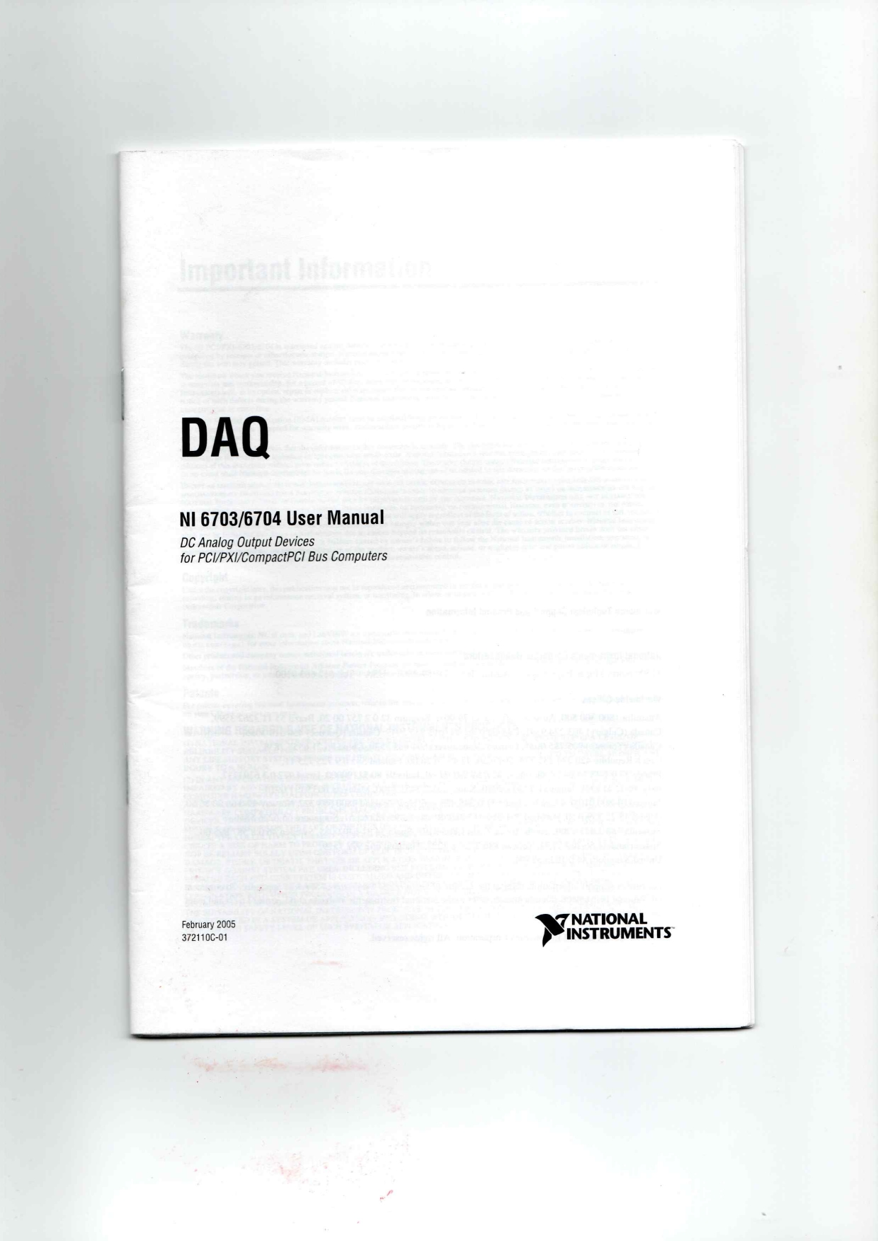 National Instruments PCI-6703,PCI-6704,PXI-6703,PXI-6704